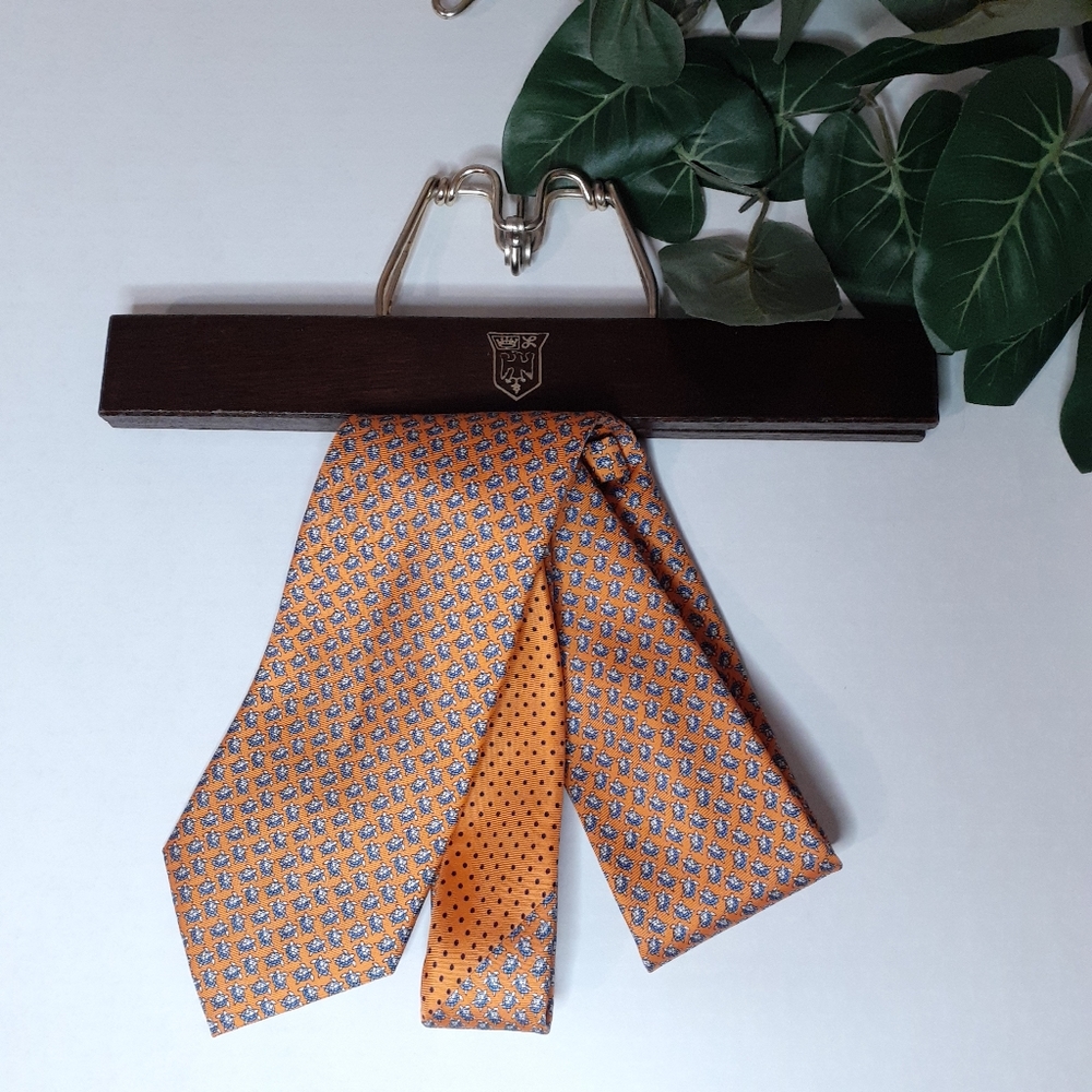 Tommy Hilfiger summer beach getaway  orange speeding blue sea turtles silk tie